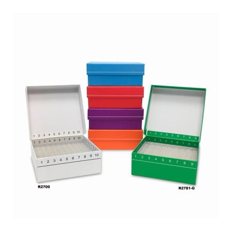 Mtc Bio MTC Bio FlipTop Cardboard Freezer Box with Hinged Lid, 100 Place, Assorted, 5 Pack R2700-A